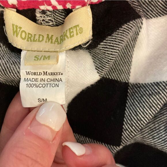 World Market 100% Cotton Flannel Buffalo Plaid Reversible Roll Up Lounge Pants - Picture 10 of 10